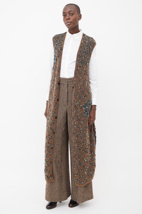 Chanel Brown 
Blue Bouclé Long Vest