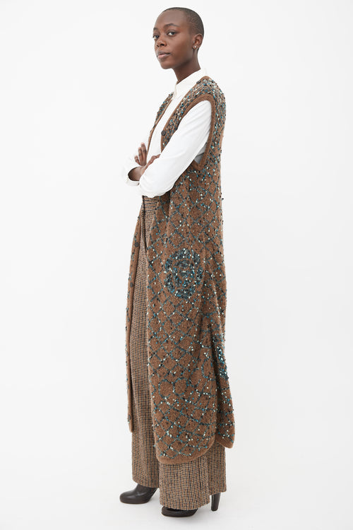 Chanel Brown 
Blue Bouclé Long Vest