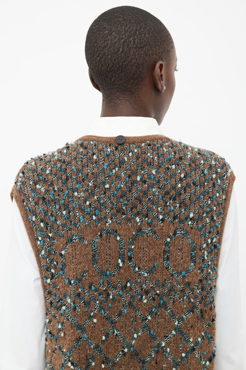 Chanel Brown 
Blue Bouclé Long Vest