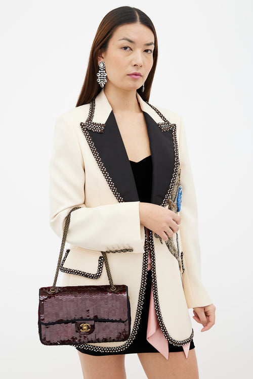 Chanel Burgundy Paillettes Mini Flap Bag