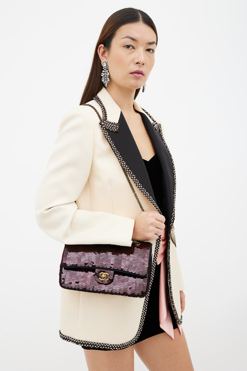 Chanel Burgundy Paillettes Mini Flap Bag