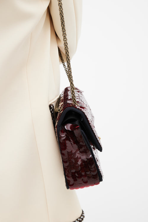 Chanel Burgundy Paillettes Mini Flap Bag