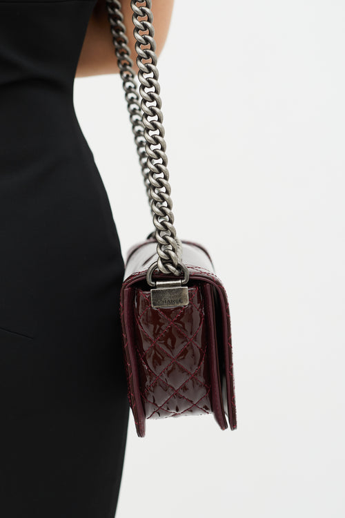 Chanel Burgundy Patent Reverse Le Boy Bag