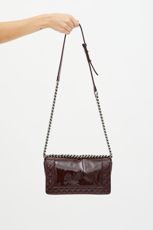 Chanel Burgundy Patent Reverse Le Boy Bag