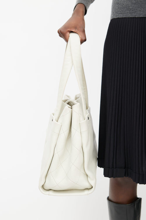 Chanel Cream Quilted Leather CC Tote