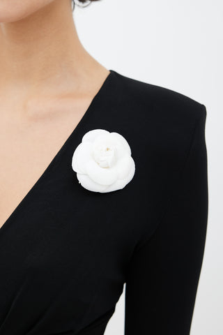 Chanel Cream Camelia Flower Brooch