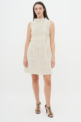 Chanel Cream Woven Sheath Dress