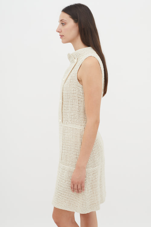 Chanel Cream Woven Sheath Dress