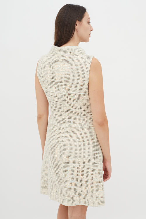 Chanel Cream Woven Sheath Dress