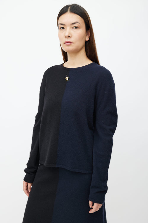 Chanel FW09 Black 
Navy Sweater 
Skirt Set