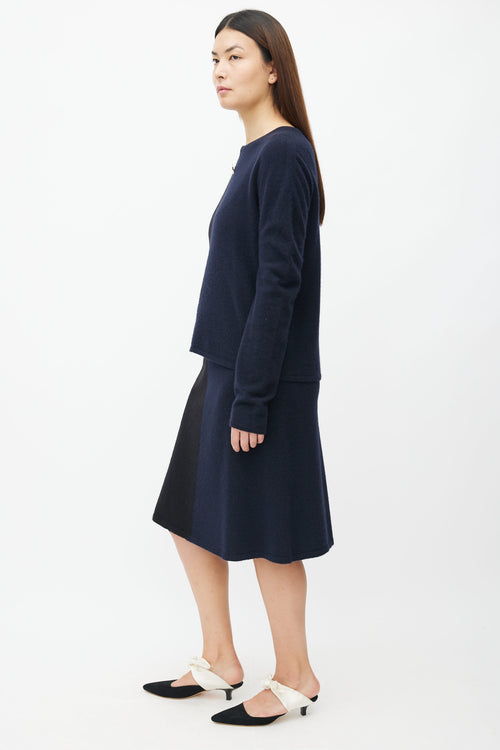 Chanel FW09 Black 
Navy Sweater 
Skirt Set