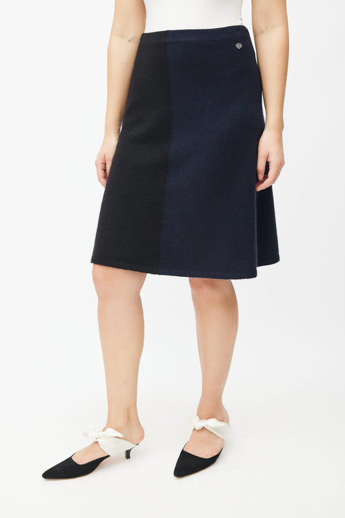 Chanel FW09 Black 
Navy Sweater 
Skirt Set