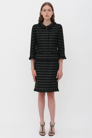 Chanel Fall 2009 Black Stripe Ruffle Set