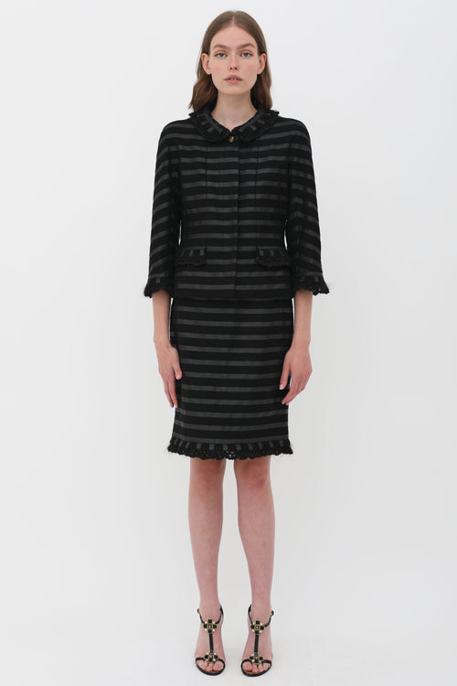 Chanel Fall 2009 Black Stripe Ruffle Set