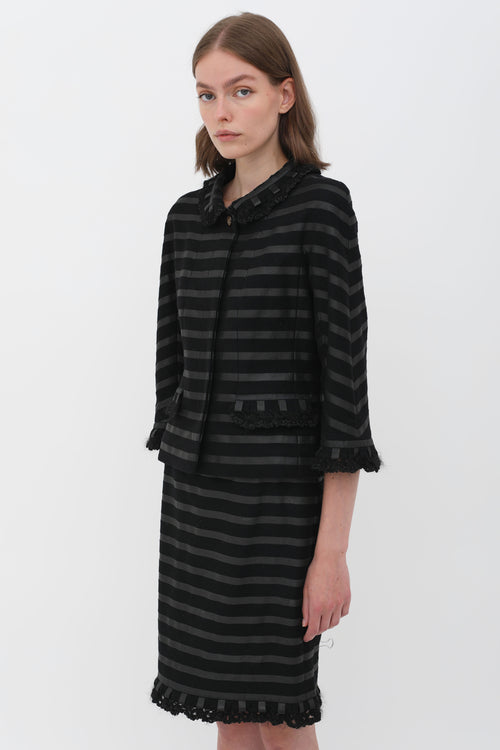 Chanel Fall 2009 Black Stripe Ruffle Set