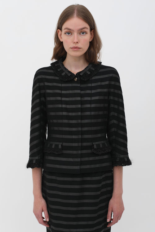 Chanel Fall 2009 Black Stripe Ruffle Set