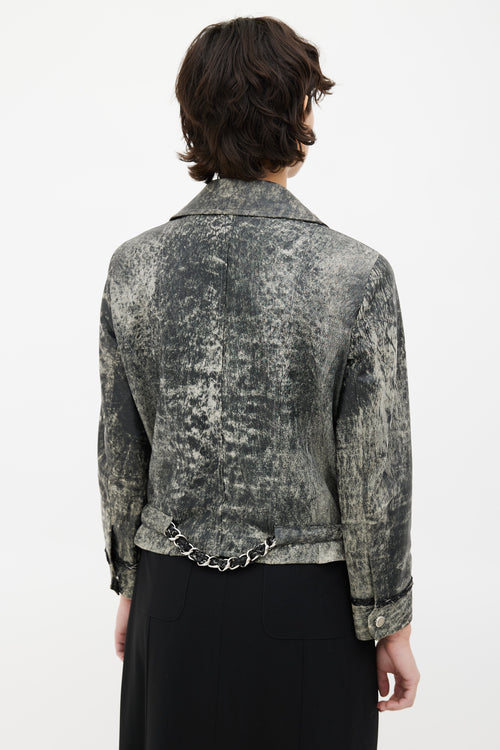 Chanel Grey Distressed Leather Jacket