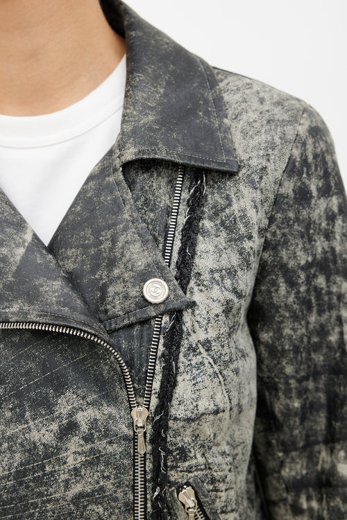 Chanel Grey Distressed Leather Jacket