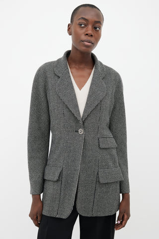 Chanel Black 
Cream Wool Three Pocket Tweed Blazer