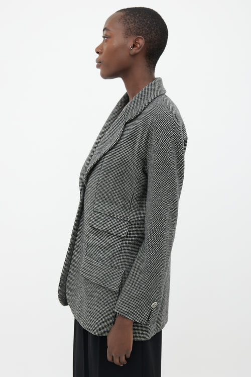 Chanel Black 
Cream Wool Three Pocket Tweed Blazer