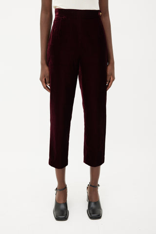 Chanel Burgundy Velvet Cropped Trouser