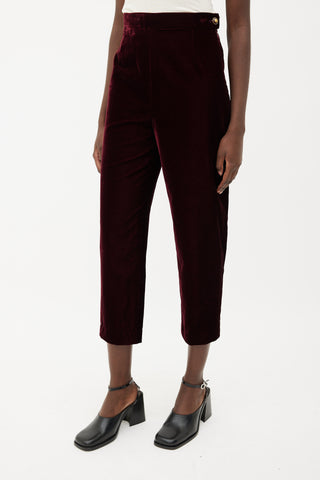 Chanel Burgundy Velvet Cropped Trouser