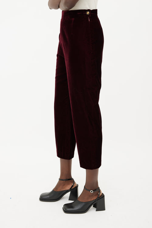 Chanel Burgundy Velvet Cropped Trouser