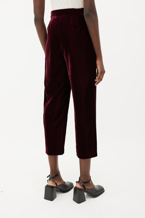 Chanel Burgundy Velvet Cropped Trouser