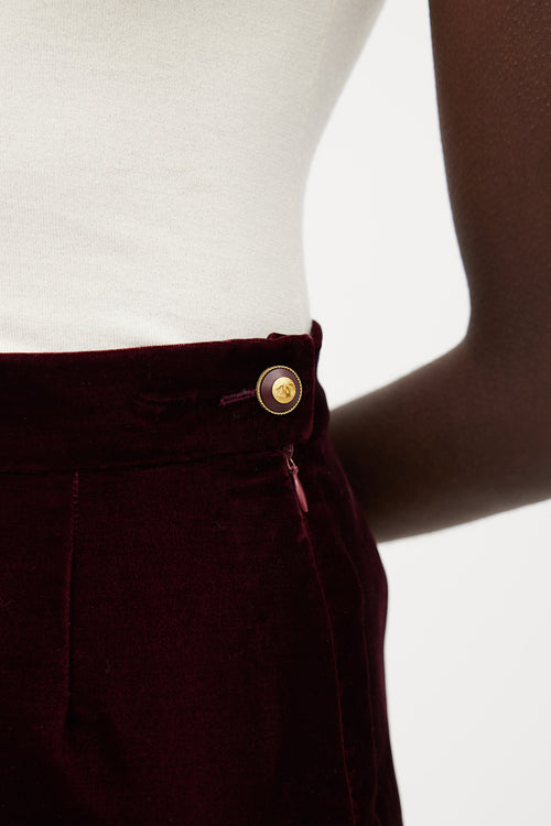 Chanel Burgundy Velvet Cropped Trouser