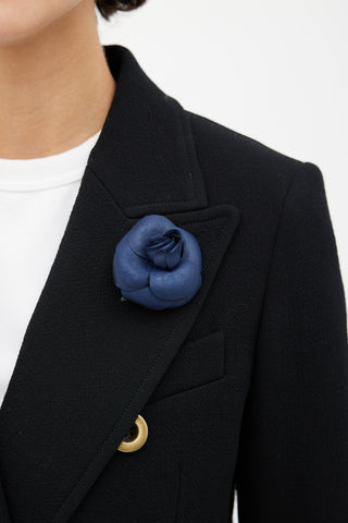 Chanel Navy Camelia Flower Brooch