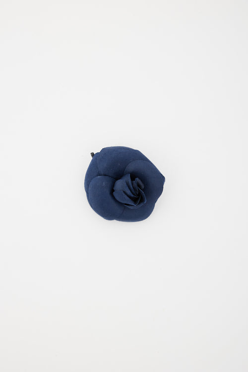 Chanel Navy Camelia Flower Brooch