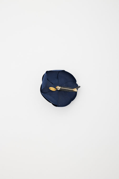 Chanel Navy Camelia Flower Brooch