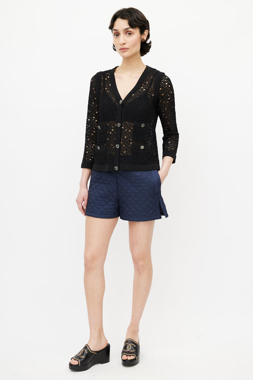 Chanel Navy Quilted Shorts