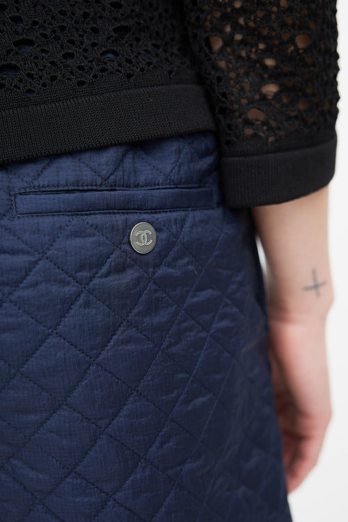 Chanel Navy Quilted Shorts