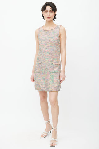 Chanel Pink 
Multi Handwoven Mini Dress