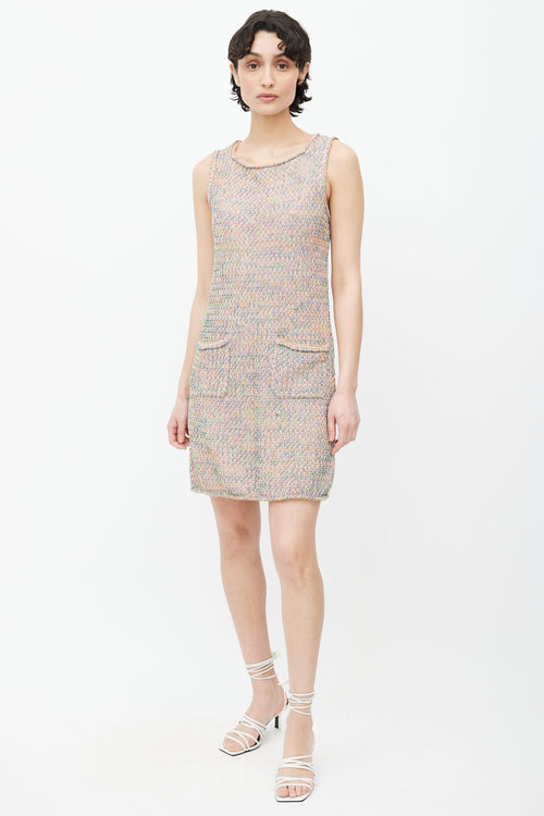 Chanel Pink 
Multi Handwoven Mini Dress