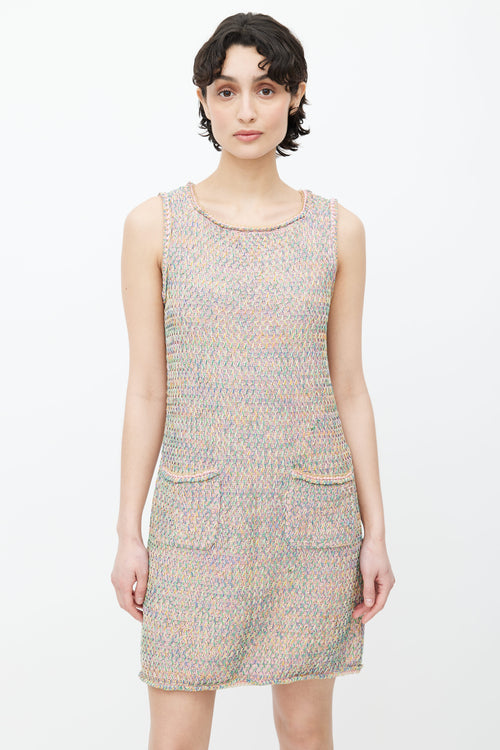 Chanel Pink 
Multi Handwoven Mini Dress