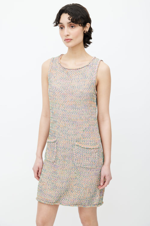 Chanel Pink 
Multi Handwoven Mini Dress