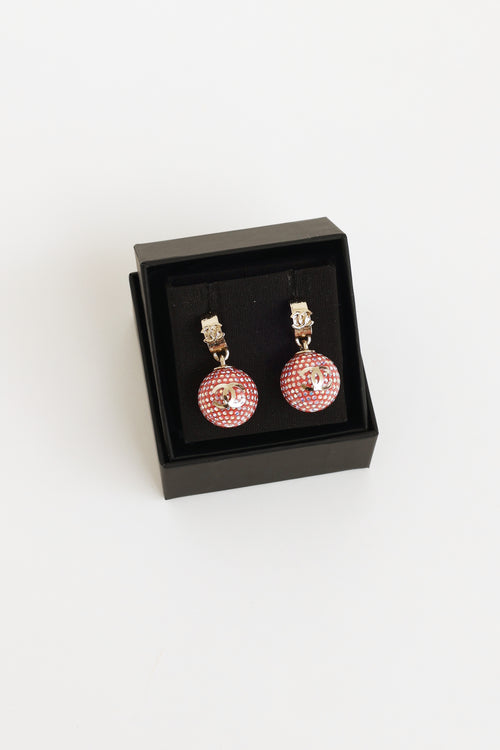 Chanel 2021 Pink Crystal Drop Crystal Ball Earring