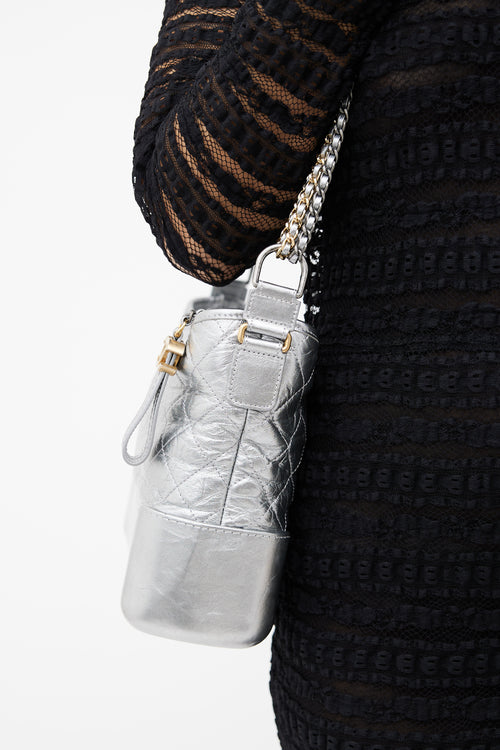 Chanel Silver Gabrielle Quilted Shoulder Bag