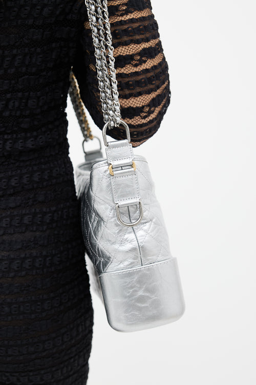 Chanel Silver Gabrielle Quilted Shoulder Bag