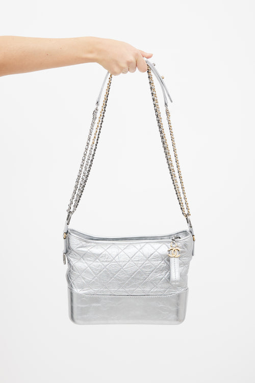 Chanel Silver Gabrielle Quilted Shoulder Bag