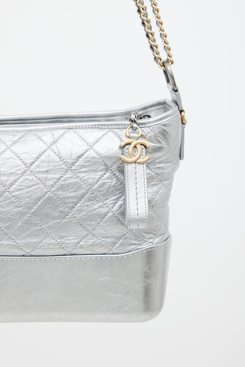 Chanel Silver Gabrielle Quilted Shoulder Bag