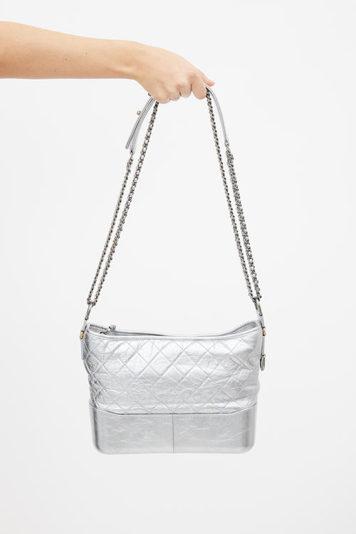 Chanel Silver Gabrielle Quilted Shoulder Bag