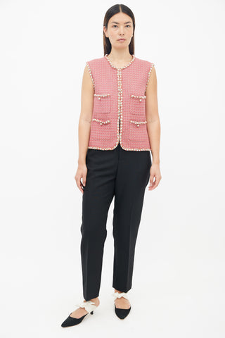 Chanel Spring 2017 Red Multicolour Tweed Vest