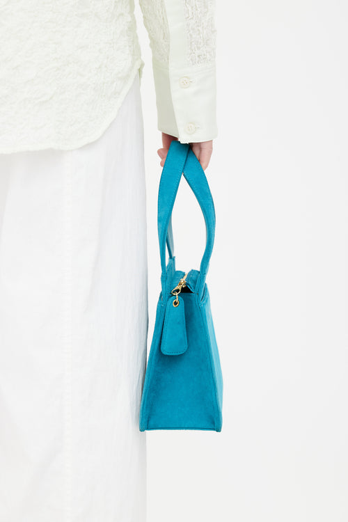 Chanel Teal Suede Top Handle Bag