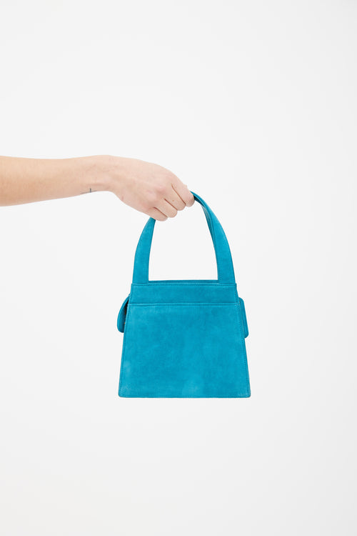 Chanel Teal Suede Top Handle Bag