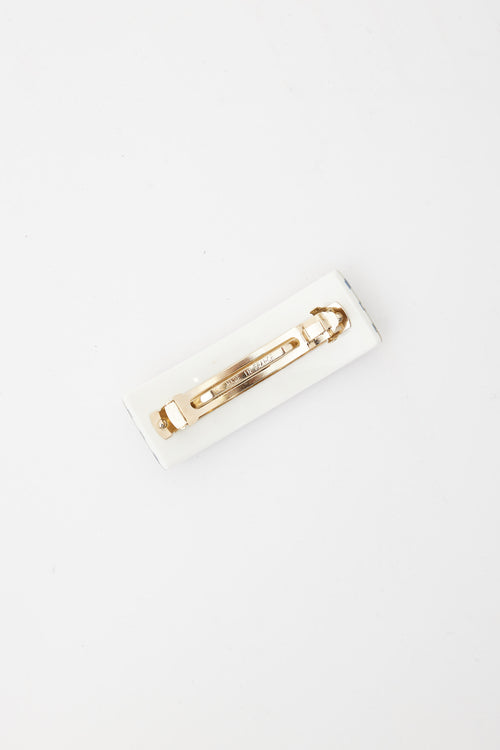 Chanel White, Blue 
Gold 2010 Cruise Striped Nautical Hair Barrette