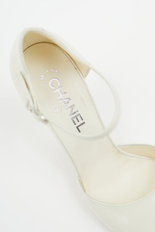 Chanel Cream Patent Leather Ankle Strap Pump