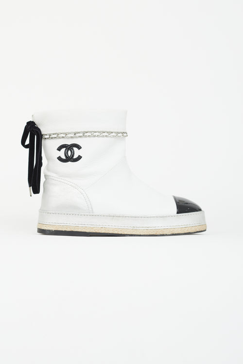 Chanel White Leather Espadrilles Boot